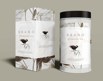 Custom exclusive Tea LABEL + BOX Design. Tea product box packaging.Personalized branding for business.Custom minimalist package design