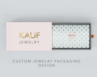 Professionelles kundenspezifisches Schmuckpaket oder Verpackungsdesign, kundenspezifisches Schmuckkastendesign, kundenspezifische Produktverpackung, Schmucklogo und Kastendesign.