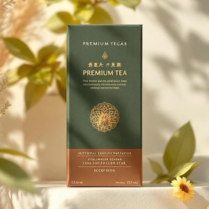 Premium tea packaging design, sustainable tea branding template, Minimalist box template, minimalist herbal labels, printable tea packaging