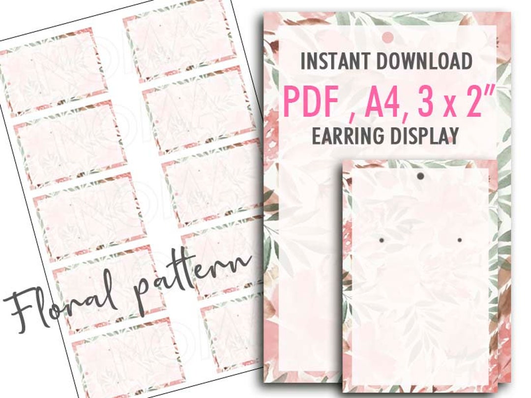 Printable Earring Display Card Template 3 X 2 Inches Size Etsy