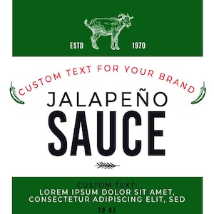 Food packaging label for jar sauces, Custom Hot sauces sticker or label template,Spice jar label, Pasta sauce label design, Sauce labels image 3