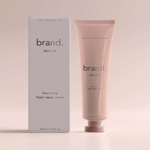 Beauty LABEL + BOX Design. Etiqueta exclusiva personalizada y empaque de caja de producto. Marca personalizada para negocios. Diseño de paquete minimalista personalizado