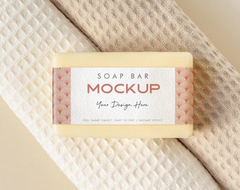 Mockup for Soap bar label editable in PSD, Soap bars packaging mockup, Styled soap label mockup, Soap band mock up, Soap template Photoshop