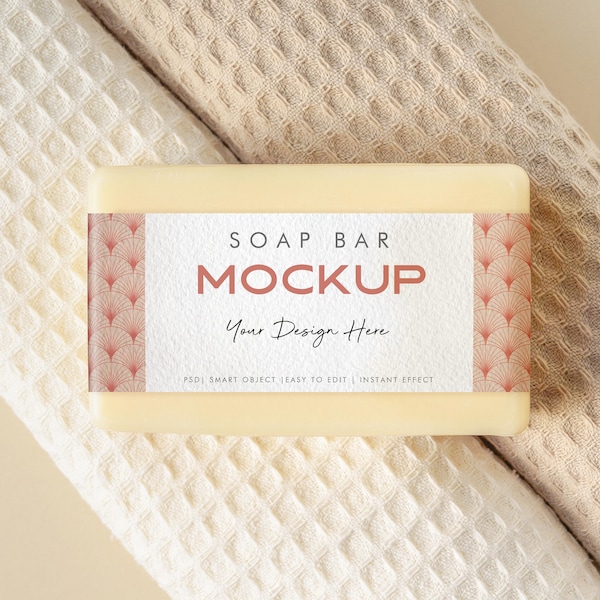 Mockup for Soap bar label editable in PSD, Soap bars packaging mockup, Styled soap label mockup, Soap band mock up, Soap template Photoshop