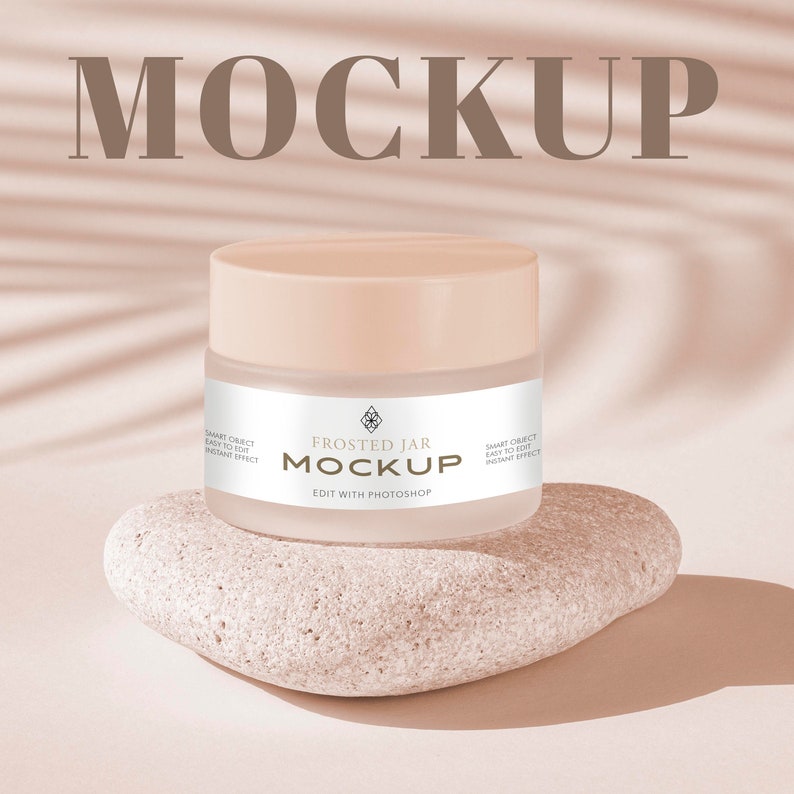 Frosted cosmetic jar mockup 2 oz glass jar mockup Cream