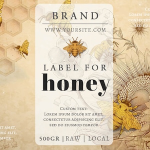 Custom personalized honey jar labels, Raw wildflower honey labels for 2 oz jar, Custom honey pot stickers for hexagon jars, Honig etikett, image 2