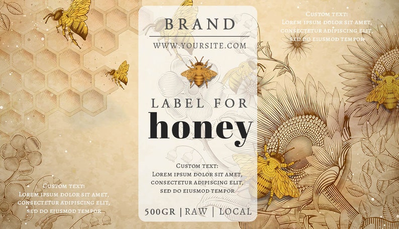 Custom personalized honey jar labels, Raw wildflower honey labels for 2 oz jar, Custom honey pot stickers for hexagon jars, Honig etikett, image 2