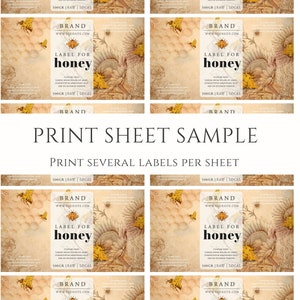 Custom personalized honey jar labels, Raw wildflower honey labels for 2 oz jar, Custom honey pot stickers for hexagon jars, Honig etikett, image 3