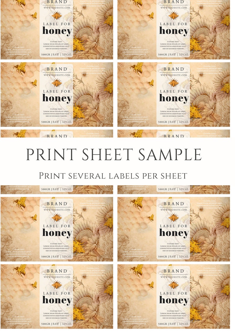 Custom personalized honey jar labels, Raw wildflower honey labels for 2 oz jar, Custom honey pot stickers for hexagon jars, Honig etikett, image 3