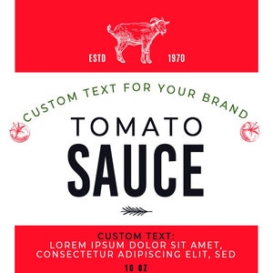 Food packaging label for jar sauces, Custom Hot sauces sticker or label template,Spice jar label, Pasta sauce label design, Sauce labels image 2