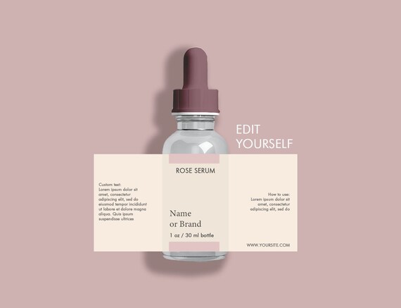 Download Editable Dropper Bottle Label Template 1oz 30 Ml Cosmetic Etsy