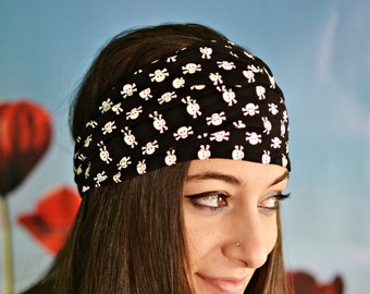 White Black Skull Yoga yunicue Womens Girls Bead Gift Headband with Skulls Goth Headband Fall Womens Head Accessory Wide Headbands Adults