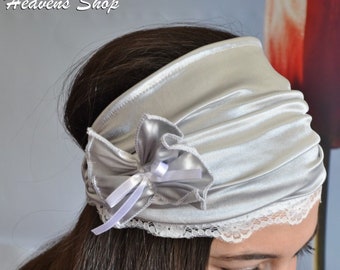 Silver Headband Turban Headband Adult Headband Girls Headband, Headbands for Women, Lace Headbands, Turban Headbands Silver Headbands Adult
