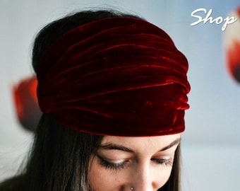 Boho Burgundy Velvet Wide Turban Headband Womens and for Girls Turban Gift, Elegant dark Red Hair Accessories For Womens Valentias Day Gift