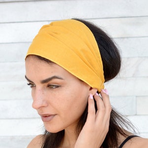 Cream Linen Headband for Women Wide Headwrap Gift Head Bands Accessories For Summer Organic Fabric Womens Gift Elegant Turbans Headbands image 3