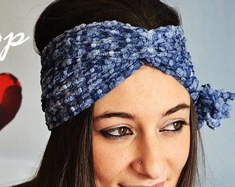 Blue Headband, Twist Headband, Flower Headband, Womens Headbands Fitness Headband Lace Hippie Headband, Aqua Headband, Workout Headband Fall