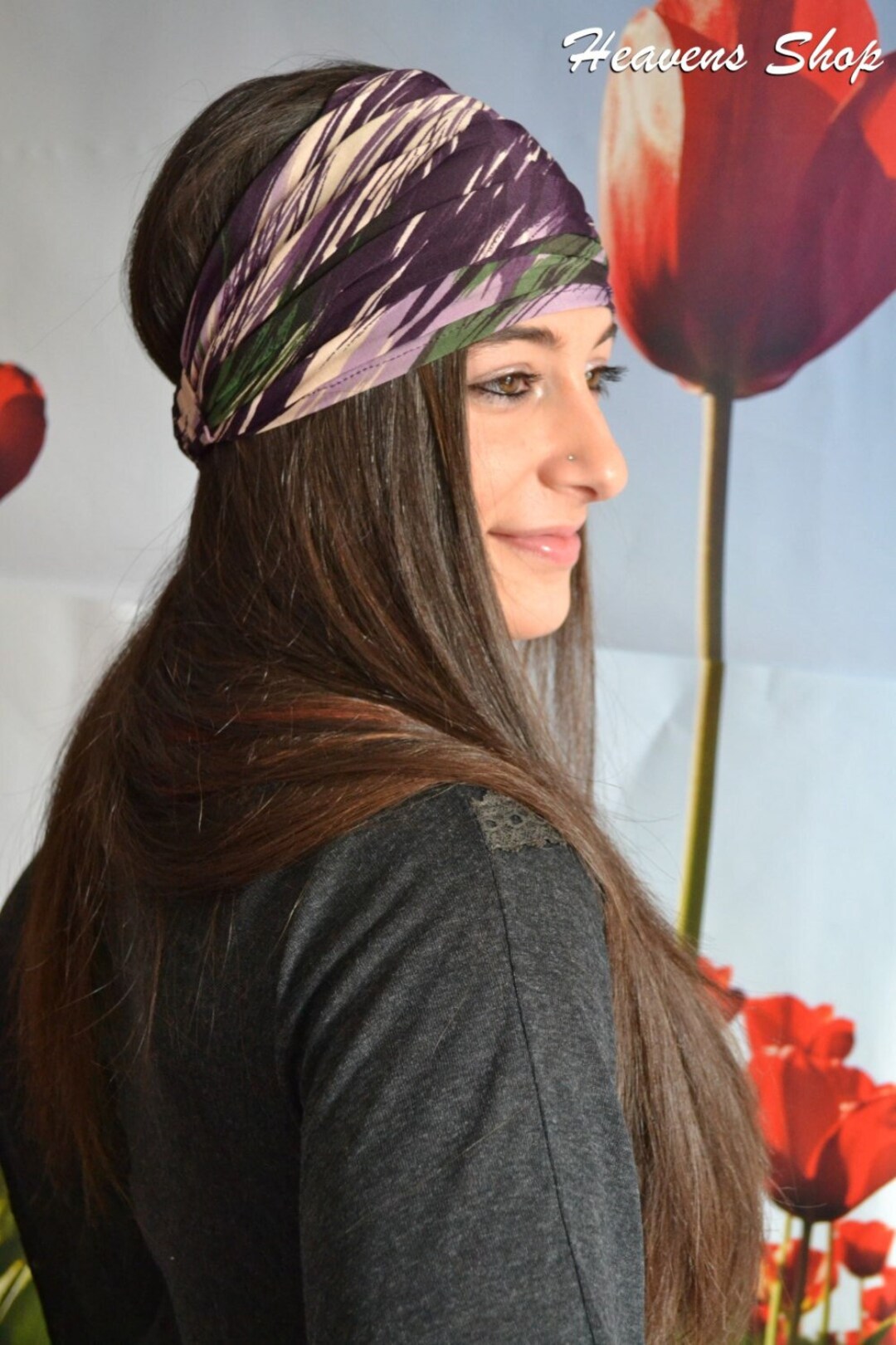 Black Purple Colorful Headband Bandana Green Headband Colorful Etsy