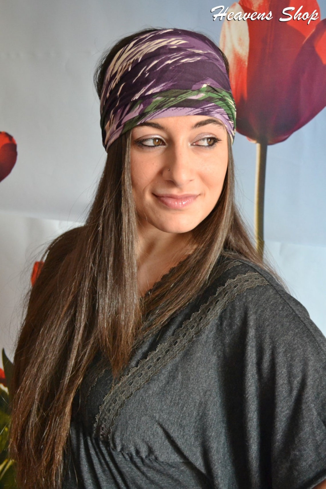 Black Purple Colorful Headband Bandana Green Headband Colorful Etsy