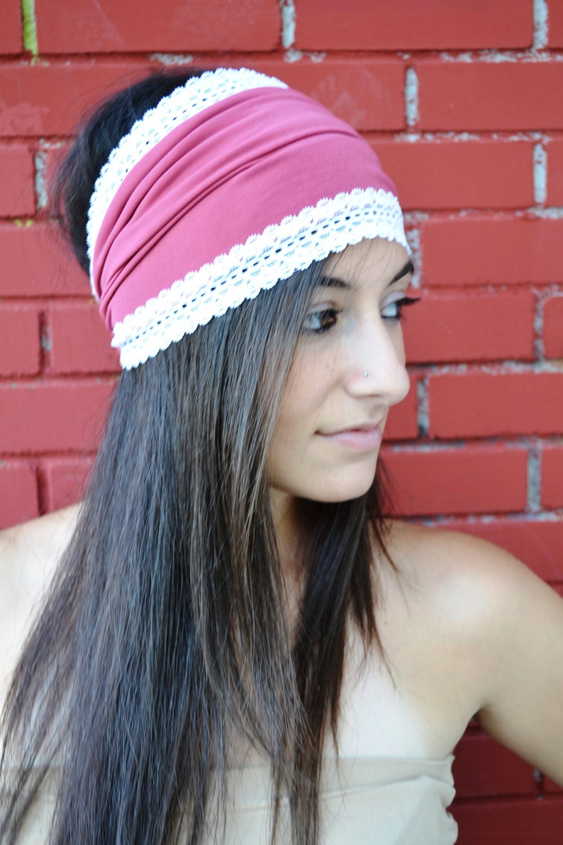 Nude Pink Headband Yoga Pink Wide Headband Jersey Bandana, Elastic Turban Nude Hair Accessory