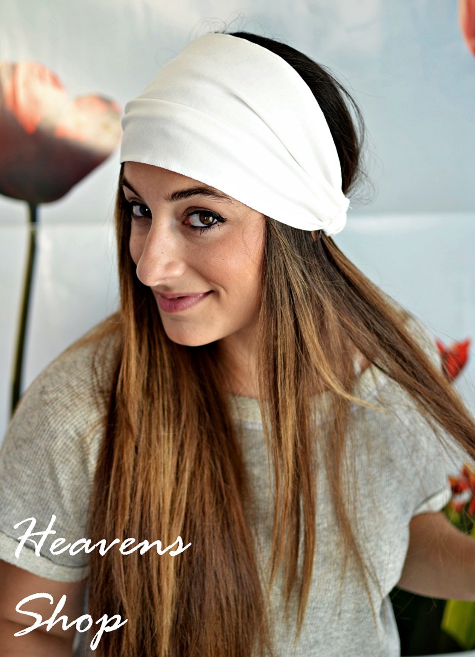 White Headband, Yoga Headband, Stretch Headband, Fashion Headband, Wide