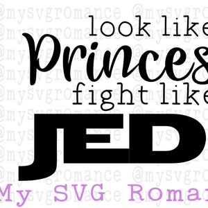 以下が含まれることがあります： 「look like a princess fight like a JEDI」というテキストが入った白黒のグラフィックデザインです。