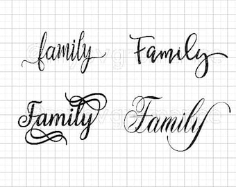 Family SVG's  - Set of 4 - The Word Family in 4 Different Fonts - Family Set 1