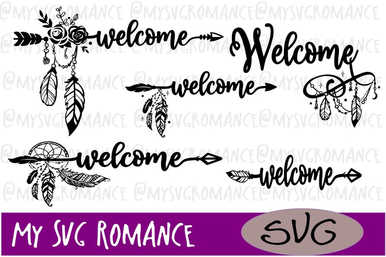 Download Digital File Cricut Welcome Arrow Boho Word Arrow Set Silhouette Svg Dream Catcher Intricate Design Craft Supplies Tools Printing Printmaking