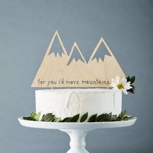 Custom Wedding Cake Topper Mountains Rustic Wooden Wedding Decor Personalized Wedding Cake Topper Lasercut Cake Topper image 2