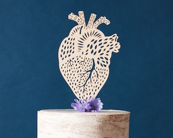 Heart Anatomy Cake Topper - Wedding Cake Topper - Doctor Grad Cake, Medical Gift, Heart Surgery Cake, Human Heart Anatomical Celebration
