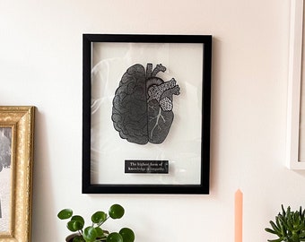 Framed Anatomy Human Heart/Brain Papercutting Artwork, Therapist Art, Medical Gift, Medical Student Gift, Medical Student Graduation, Nurse