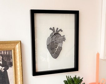 Framed Anatomy Human Heart Papercutting Artwork, Medical Gift, Medical Student Gift, Medical Student Graduation, Nurse Gift, Doctor Gift