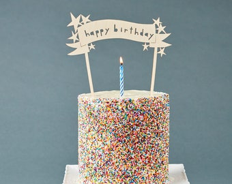 Birthday Cake Topper - Personalizza Cake Topper Stars - Torta nuziale in legno Topper Festa di compleanno