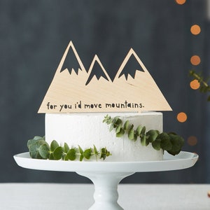 Custom Wedding Cake Topper Mountains Rustic Wooden Wedding Decor Personalized Wedding Cake Topper Lasercut Cake Topper image 1