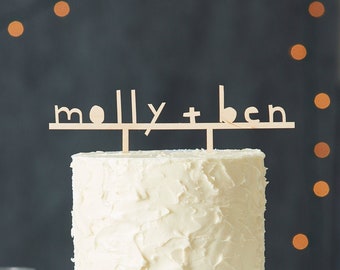 Custom Cake Topper - Simple Wooden Personalized Wedding Cake Topper - Custom Names Lasercut Wooden Cake Topper