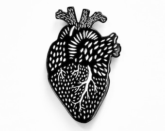 Anatomical heart enamel pin
