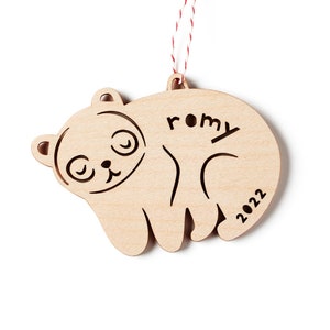 Panda Custom Ornament - Wooden Lasercut Holiday Tree Ornament