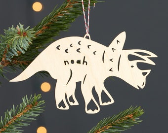 Custom Triceratops Ornament - Wooden Lasercut Holiday Tree Ornament