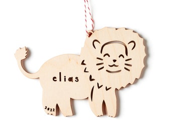 Lion Custom Ornament - Wooden Lasercut Holiday Tree Ornament