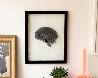 Framed Anatomy Human Brain Papercutting Artwork, Medical Gift, Medical Student Gift, Medical Student Graduation, Nurse Gift, Doctor Gift