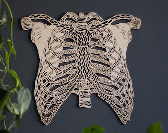 Anatomical Ribcage Lasercut Wooden Artwork