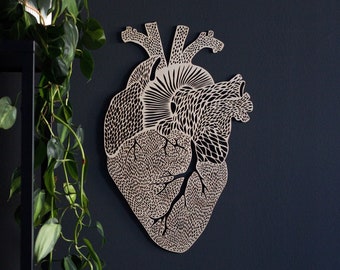 Anatomical Heart Lasercut Wooden Artwork