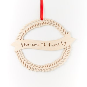 Custom Holiday Wreath - Christmas Door Hanging Wreath Lasercut Birch Wood