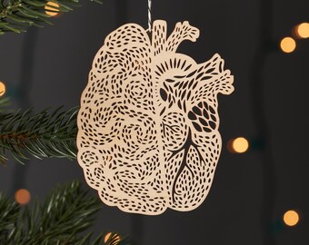 Heart-Brain Anatomy Ornament, Doctor, Nurse, Family Doctor, Surgeon Gift, Medical School Graduation