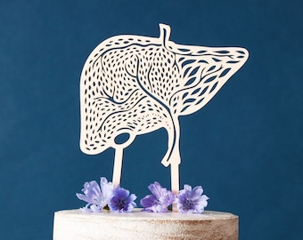 Liver Anatomy Cake Topper - Transplant Cake Topper, Sobriety Cake, Medical grade Gift, Surgery Cake topper, Human Liver