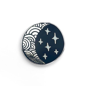 Crescent moon and stars enamel pin image 1