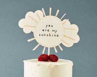 Cake Topper Baby Shower - Sunshine Cake Topper - Wooden Sun Cake Topper - You are my sunshine Baby Shower Topper