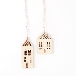 House Ornaments- Lasercut Birch (set of 2)
