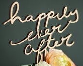 Wedding Cake Topper - Happily Ever After - Wooden Rustic Cake Topper - Wedding Decor Cake Topper - Birch Wood Lasercut
