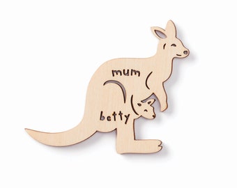 Custom Magnet - Kangaroo with Baby Australian Magnet - Wooden Lasercut Personalized Fridge Magnet