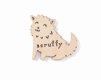 Custom Dog Magnet - Fluffy Mix 2 - Wooden Lasercut Personalized Pet Fridge Magnet